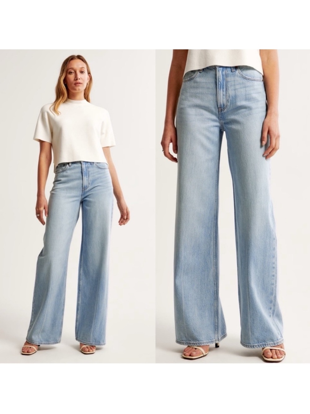 Abercrombie & Fitch The Wide Leg High Rise 26 SHORT Light Wash